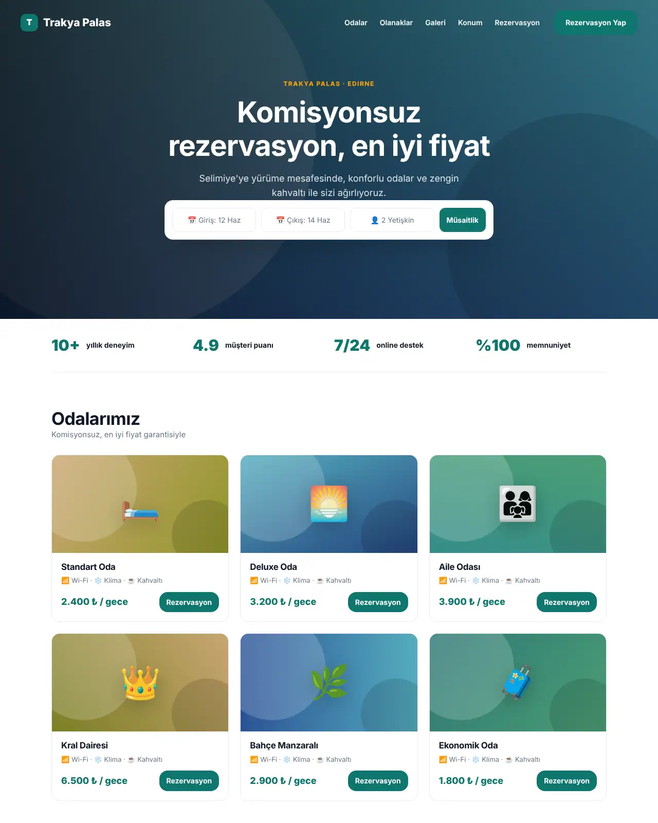 Saray Otel - Otel & Pansiyon Web Sitesi demo