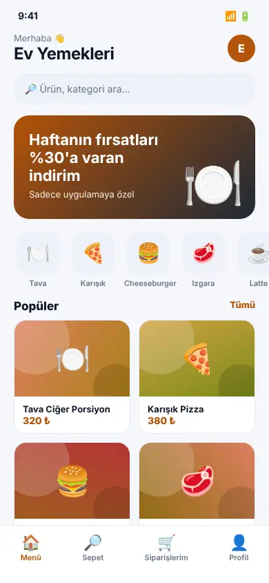 Sıcak App mobil görünüm