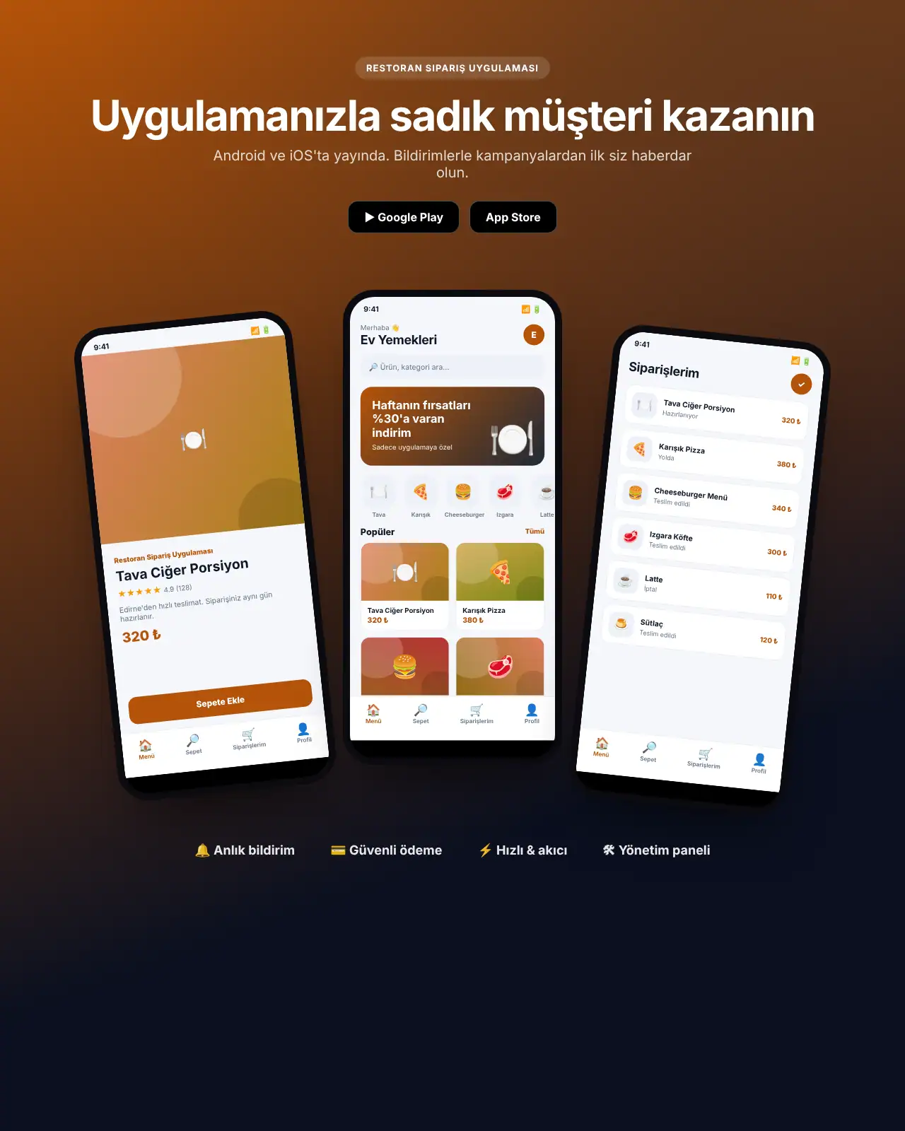 Sıcak App - Restoran Sipariş Uygulaması demo