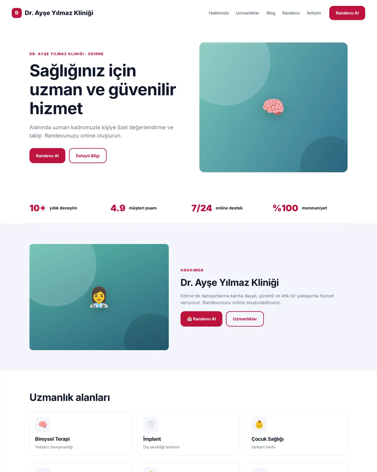 Şifa Sağlık - Doktor, Klinik & Psikolog Web Sitesi demo