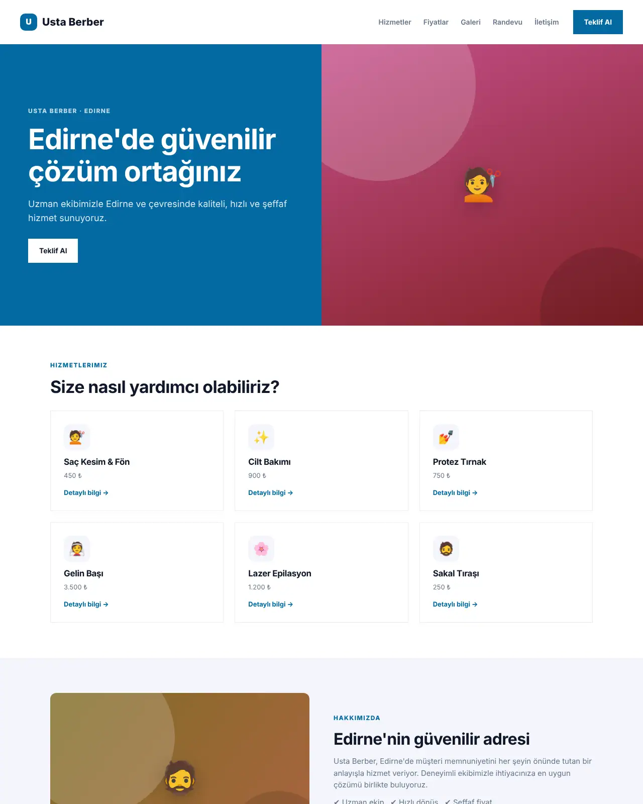 Şık Güzellik - Güzellik Salonu & Kuaför Web Sitesi demo