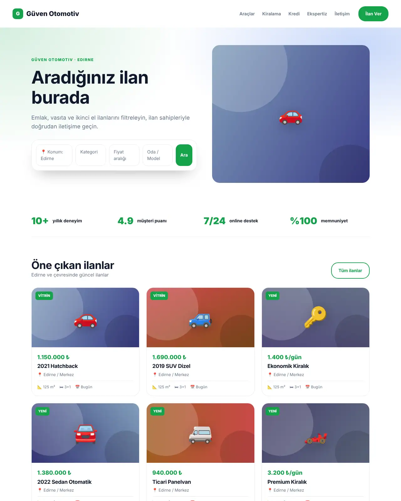 Sürüş Oto - Oto Galeri & Rent a Car Web Sitesi demo