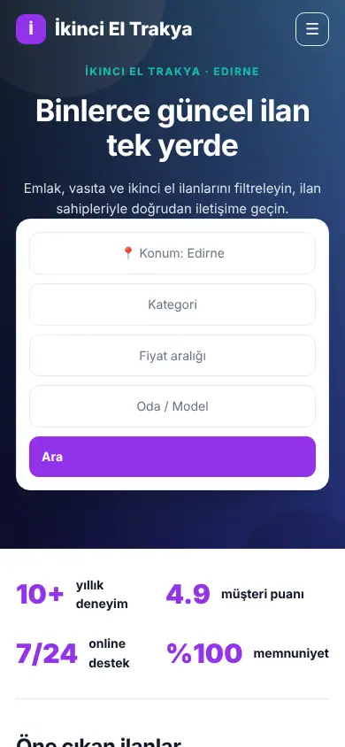 Takas İlan mobil görünüm