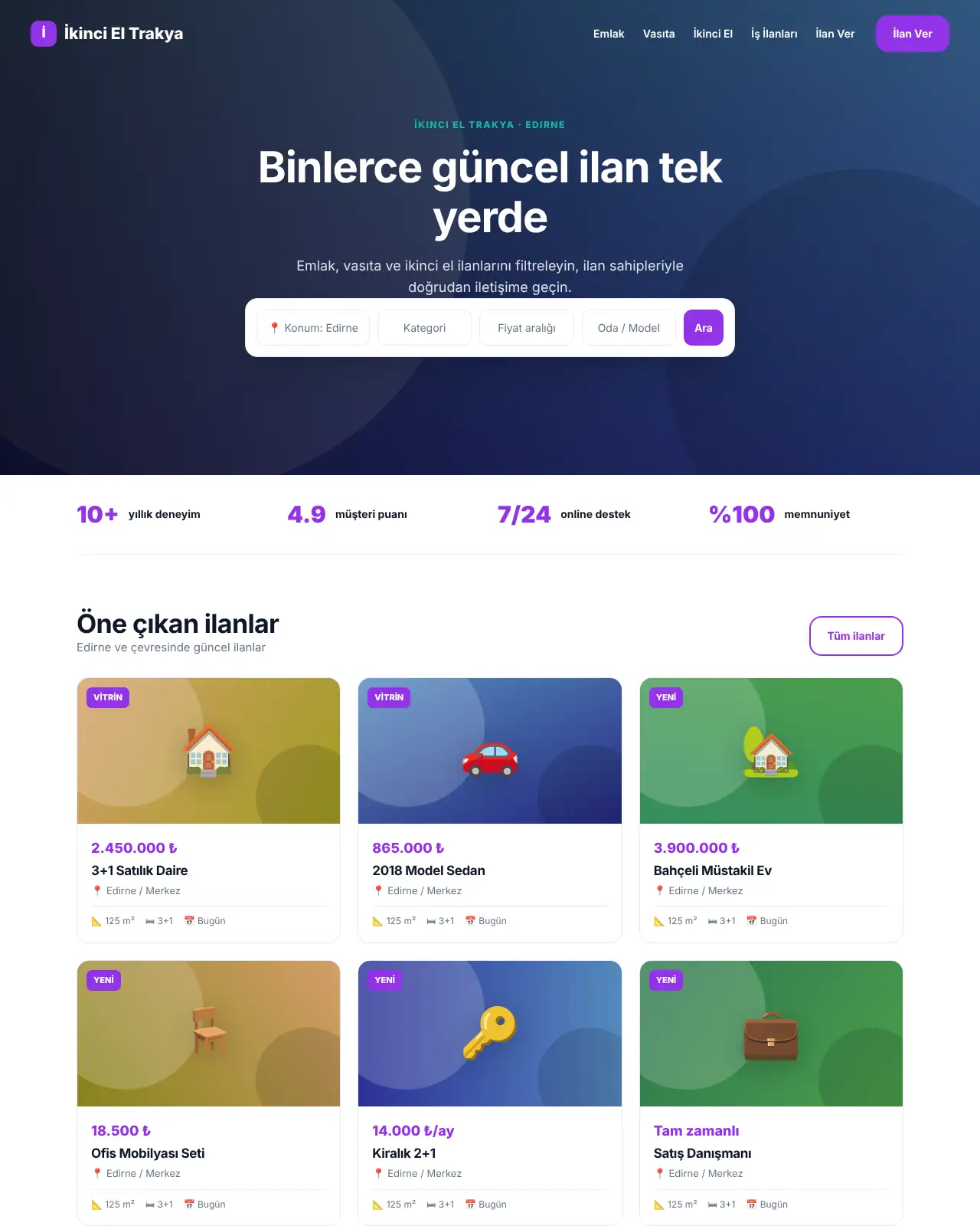 Takas İlan - Seri İlan Web Sitesi demo