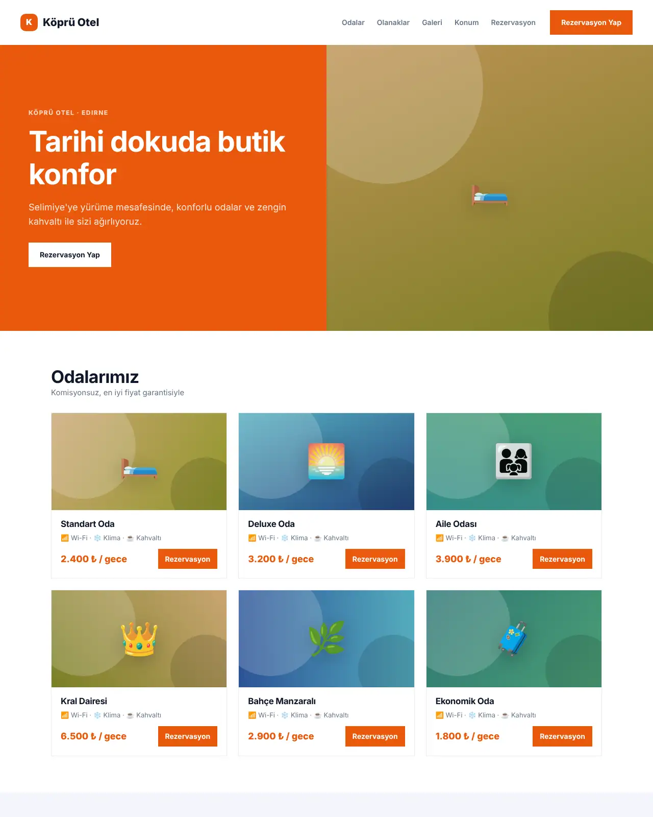 Tatil Otel Otel & Pansiyon Web Sitesi masaüstü görünüm