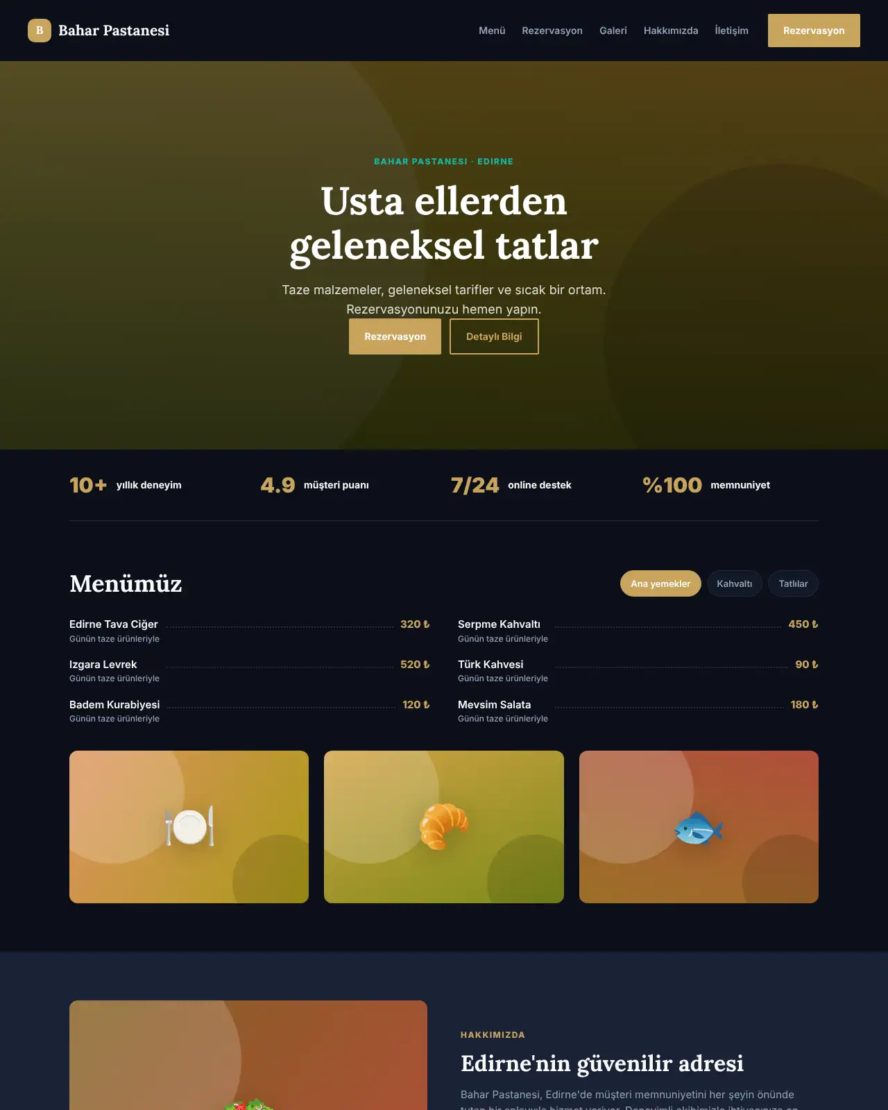 Tava Restoran - Restoran & Kafe Web Sitesi demo