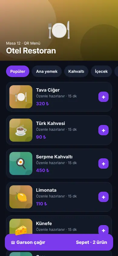 Temassız QR mobil görünüm