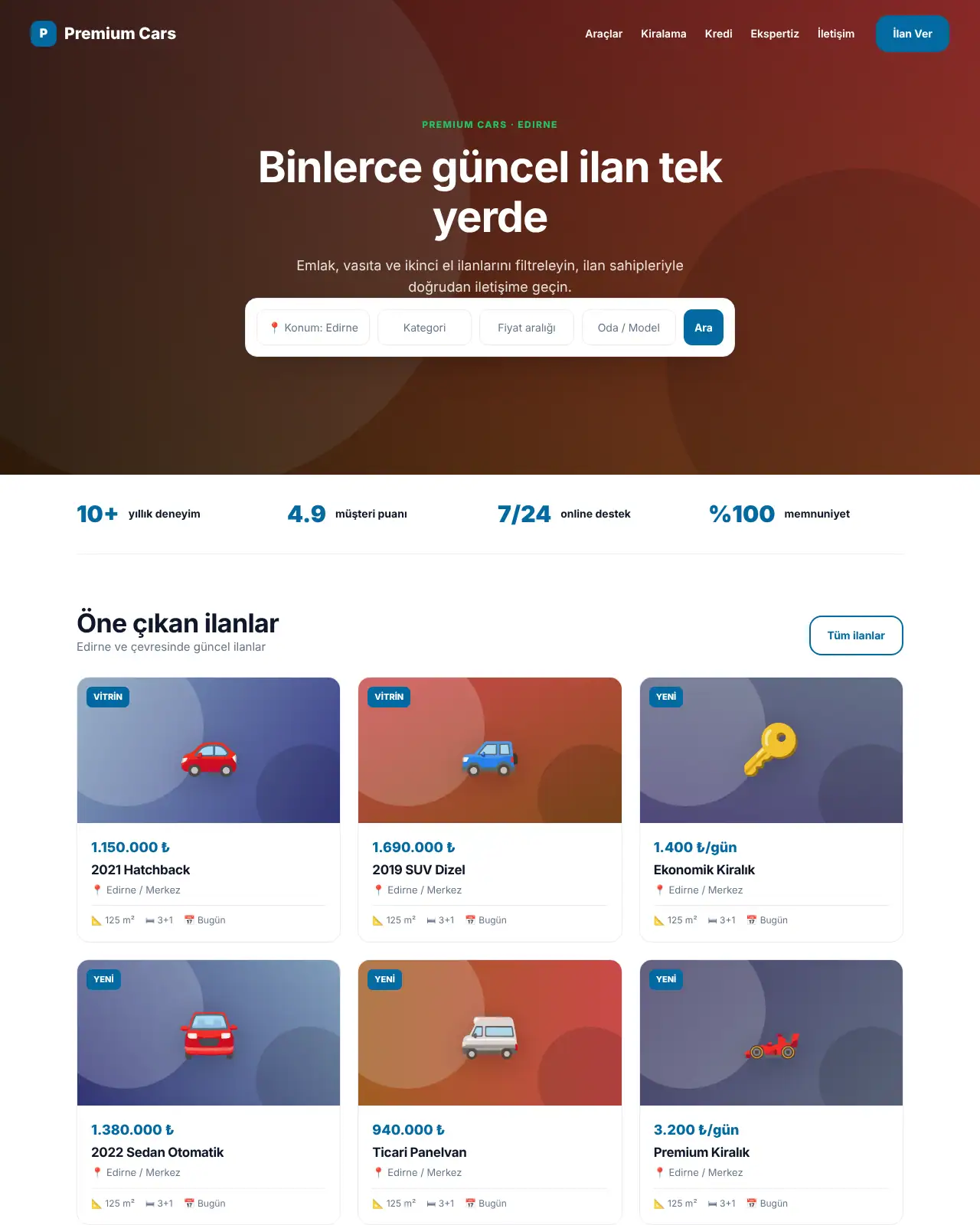 Turbo Oto - Oto Galeri & Rent a Car Web Sitesi demo