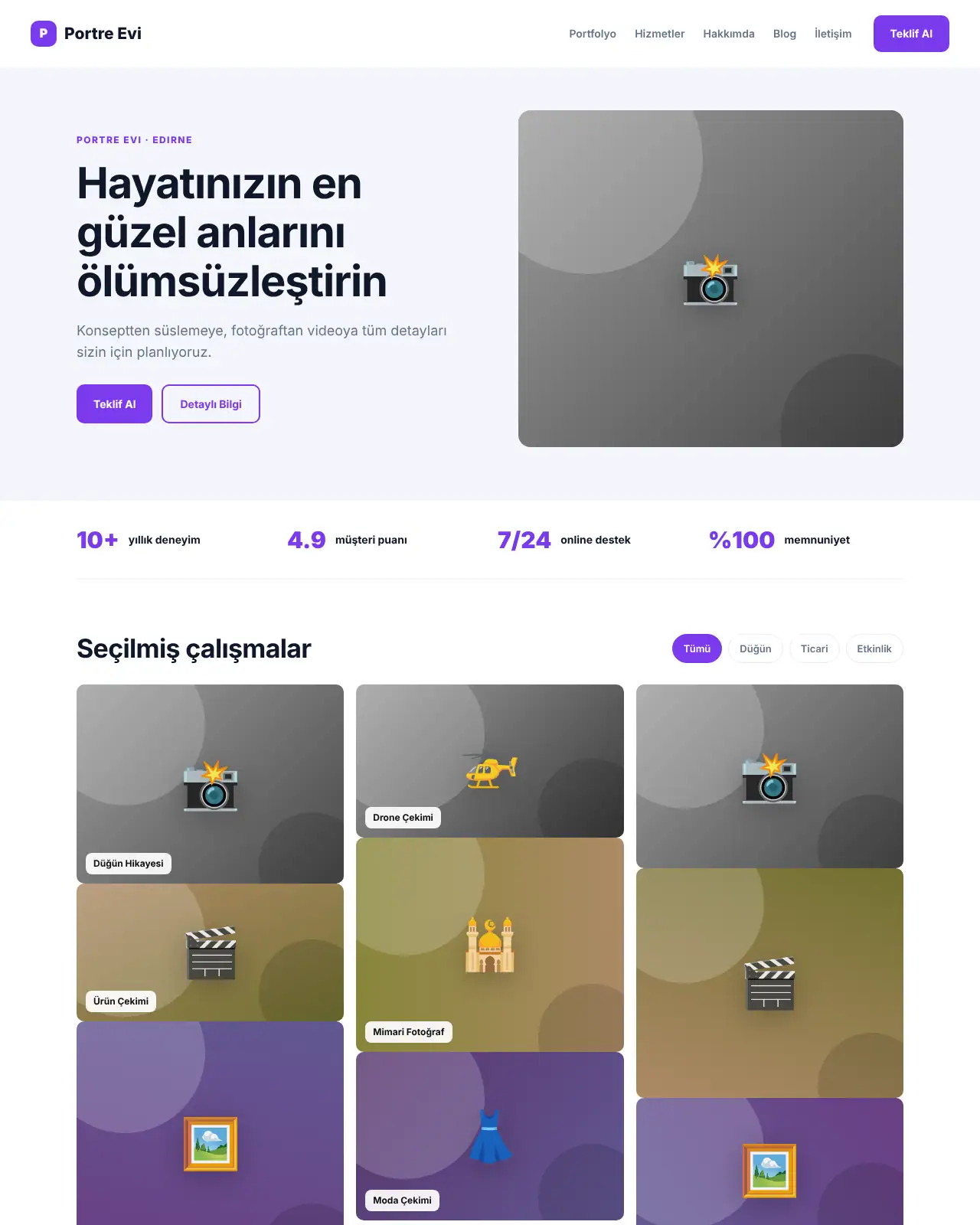 Tuval Portfolyo - Portfolyo & Fotoğrafçı Web Sitesi demo