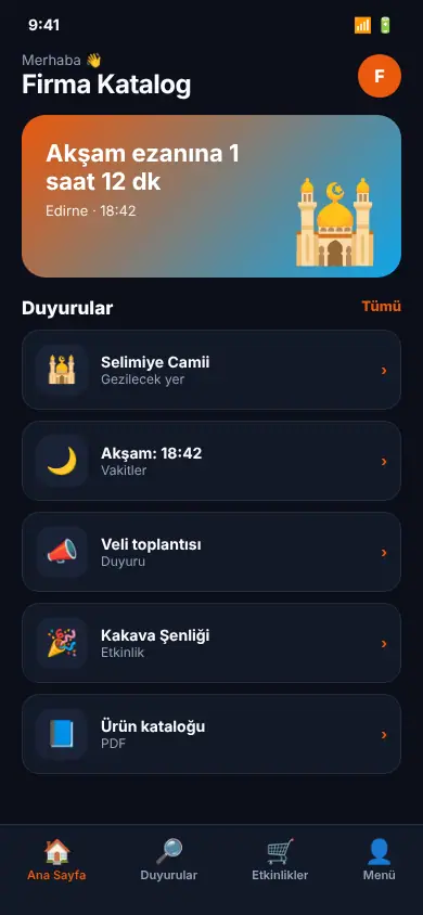 Üye App mobil görünüm
