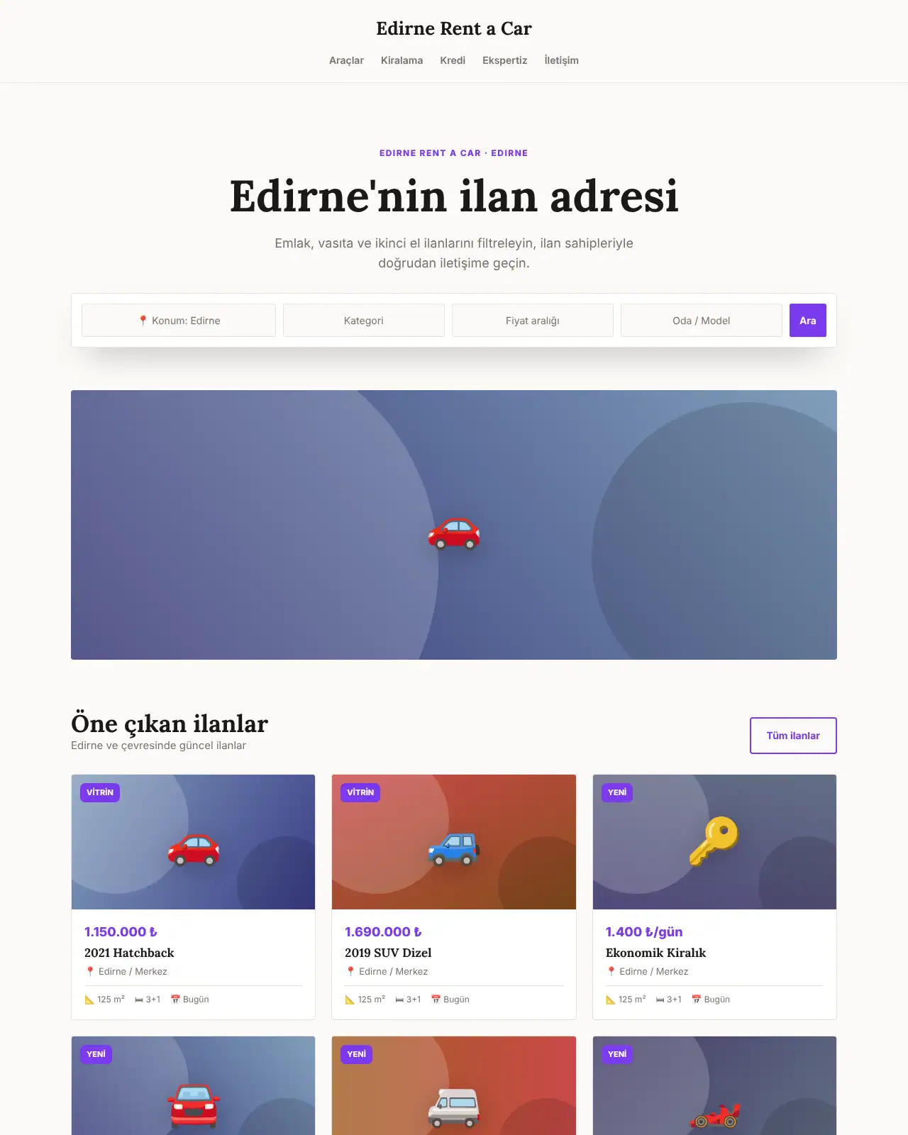 Vites Oto - Oto Galeri & Rent a Car Web Sitesi demo