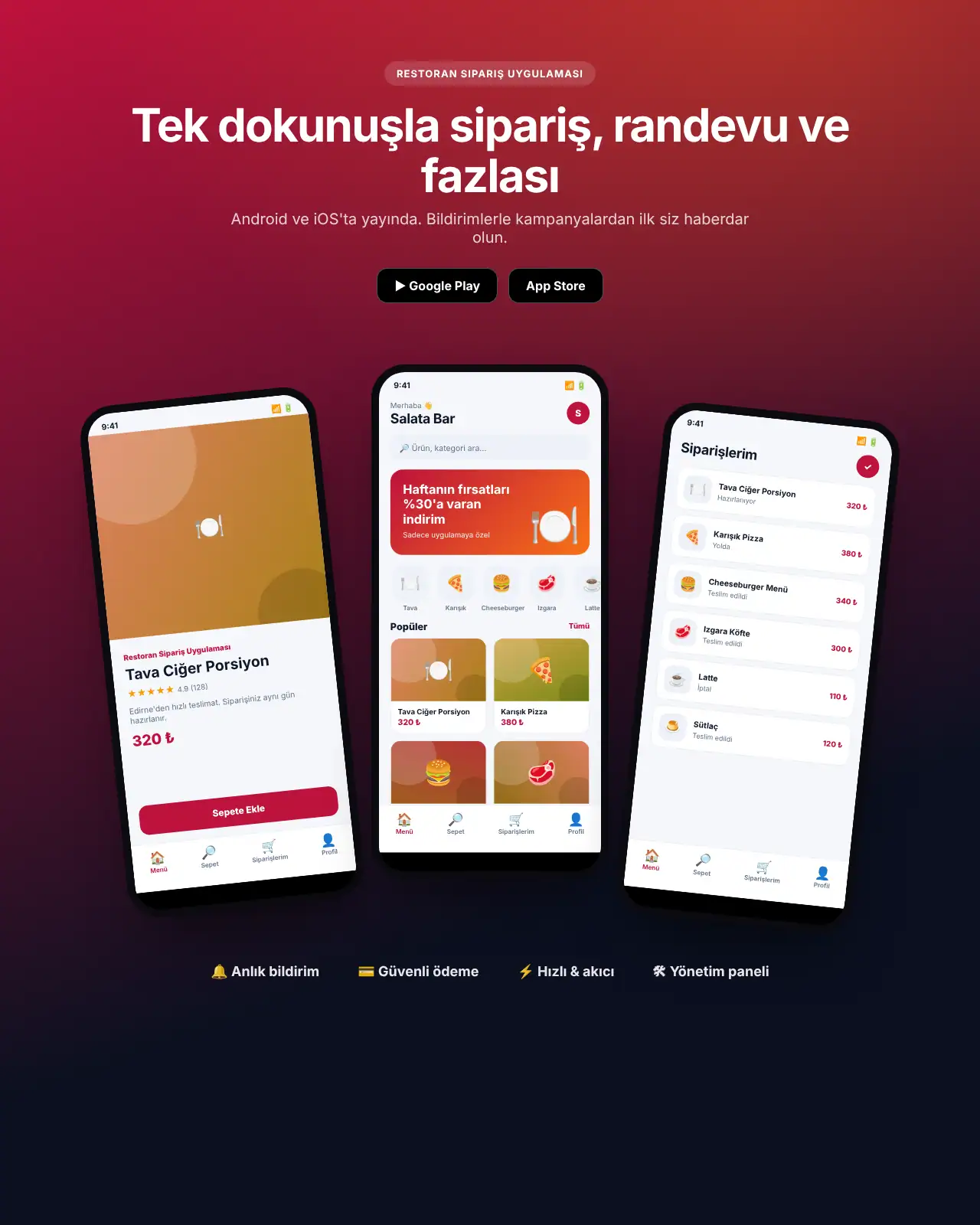 Yemekte App - Restoran Sipariş Uygulaması demo
