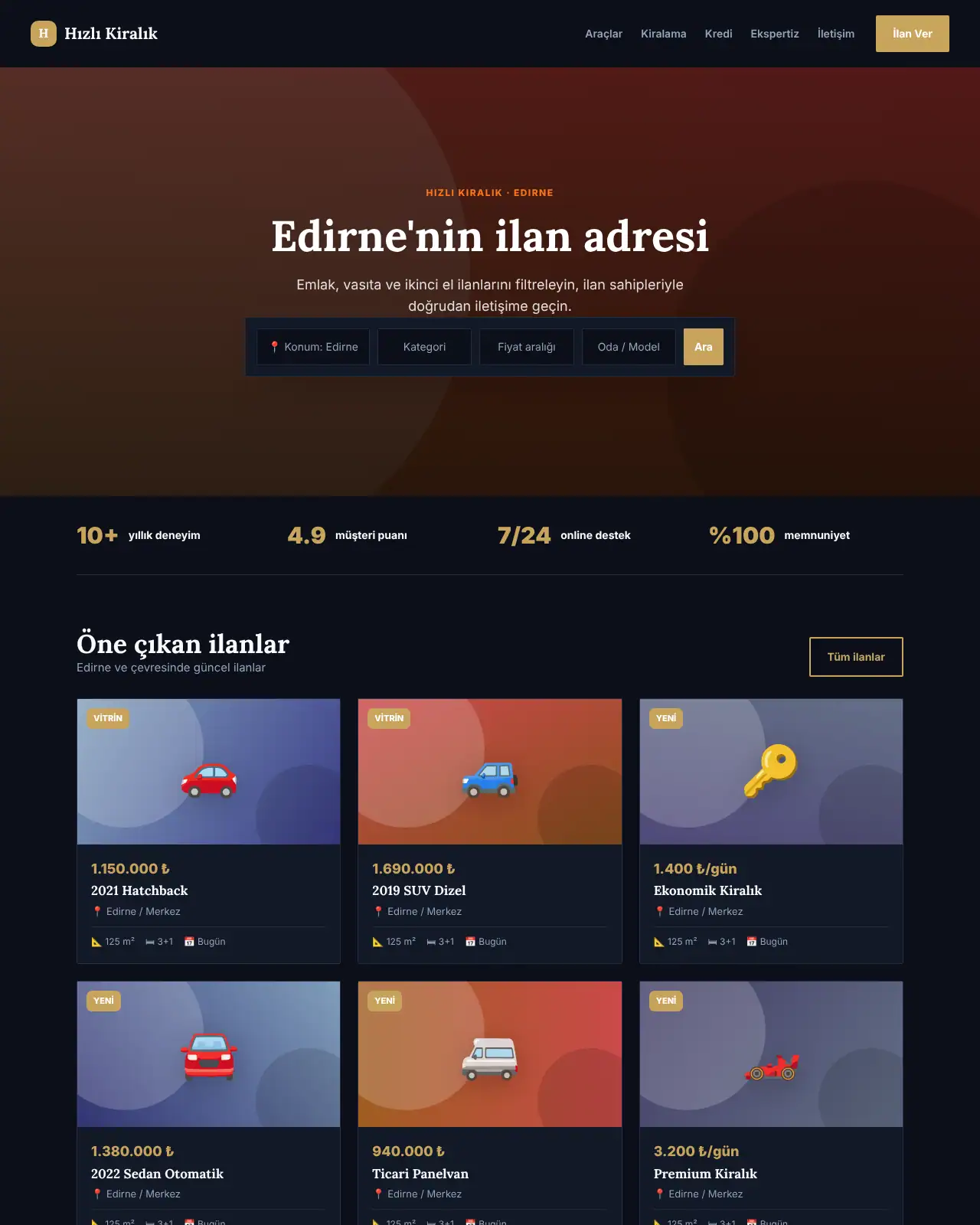 Yol Oto - Oto Galeri & Rent a Car Web Sitesi demo
